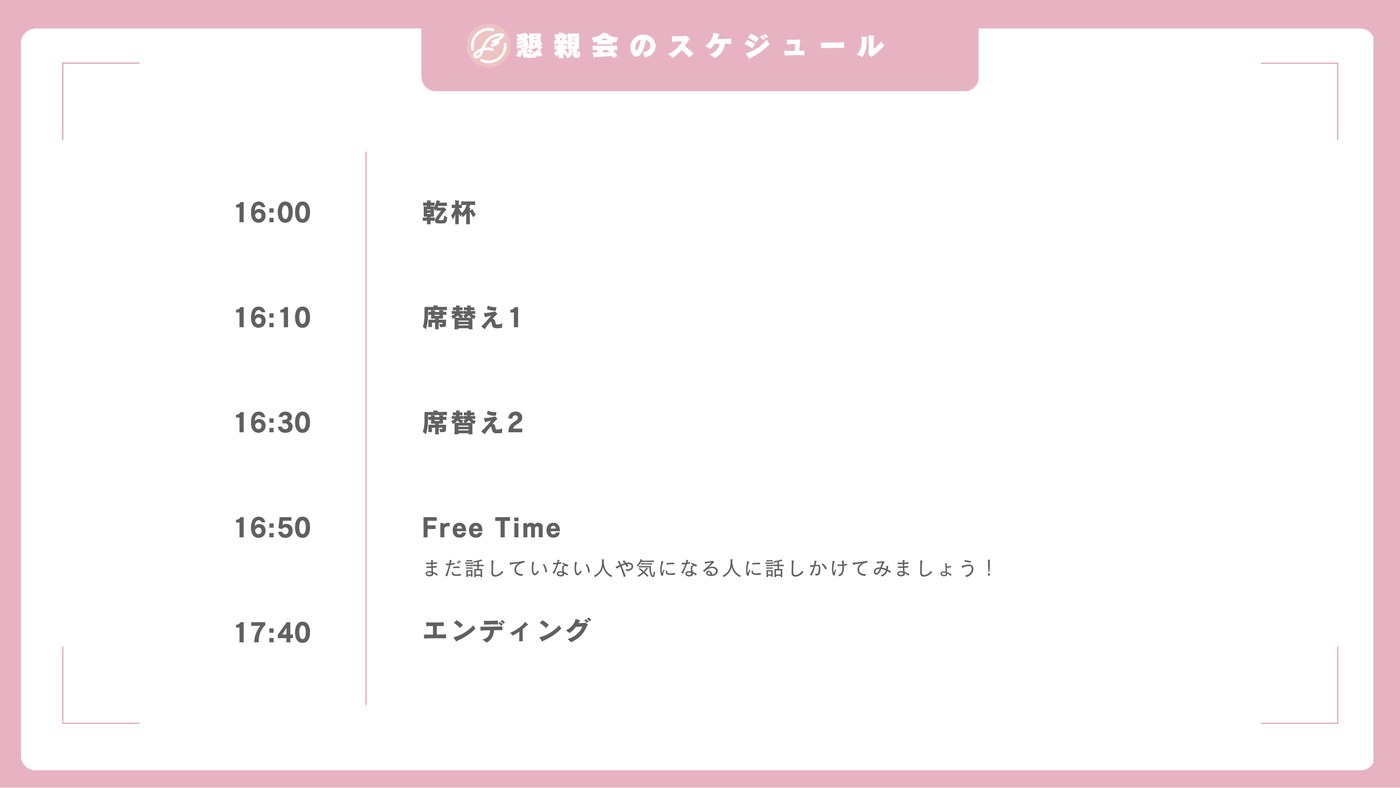 懇親会のスケジュール